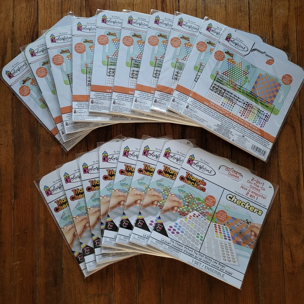 Lot of 18: Colorforms Triangle Checkers + Checkers 2-in-1 on the go games *NEW*